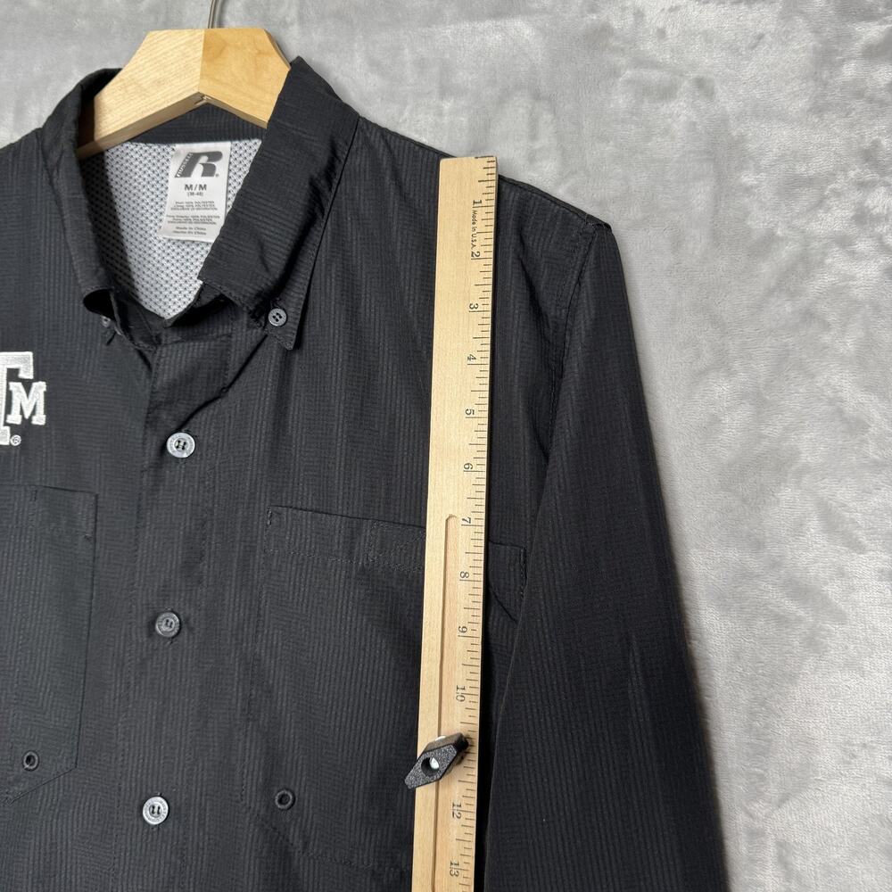 Texas A&M Aggies Shirt Mens Medium Black Russell Long Sleeve Polyester Vented - Picture 9 of 11